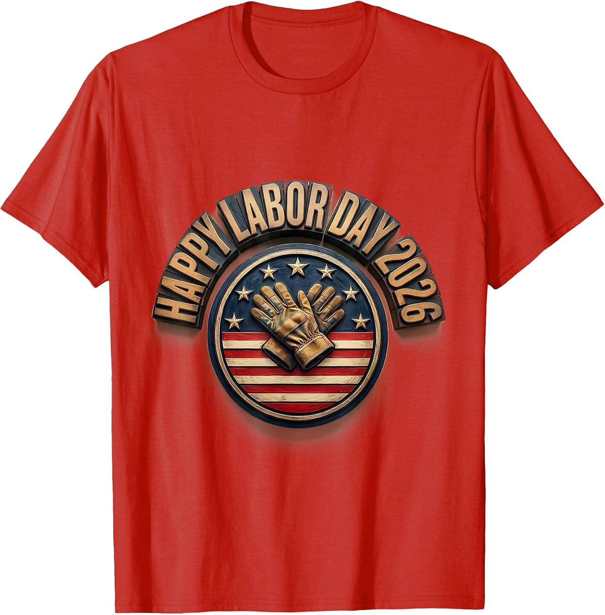 Men's Happy Labor Day 2026 Patriotic Union Pride Holiday T-Shirt - Red