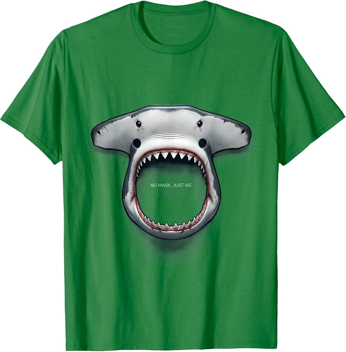 Men's No Mask Just Me Funny Shark Lover Wildlife Costume T-Shirt - Kelly Green