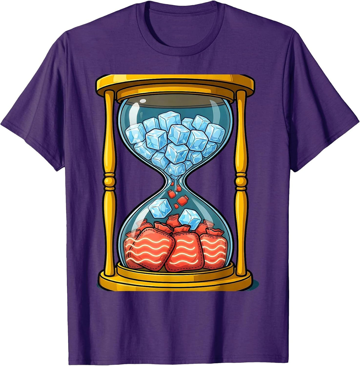 Physical Therapy Ice and Heat Hourglass Design T-Shirt - Purple