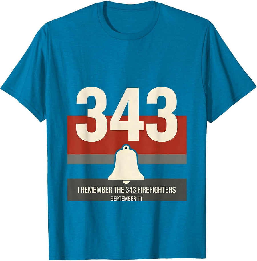 I Remember The 343 Firefighters — September 11 Memorial T-Shirt - Sapphire Blue