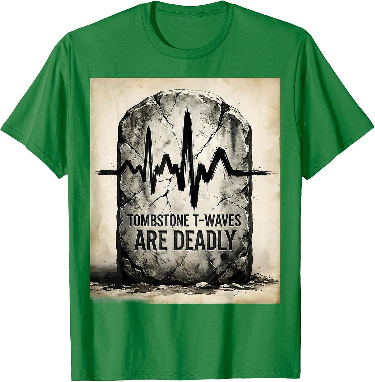 Men's Halloween Nurse Tombstone T-Waves EKG Design T-Shirt - Kelly Green