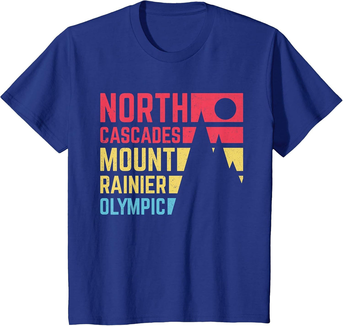 Vintage North Cascades Mount Rainier Olympic National Park T-Shirt - Royal Blue