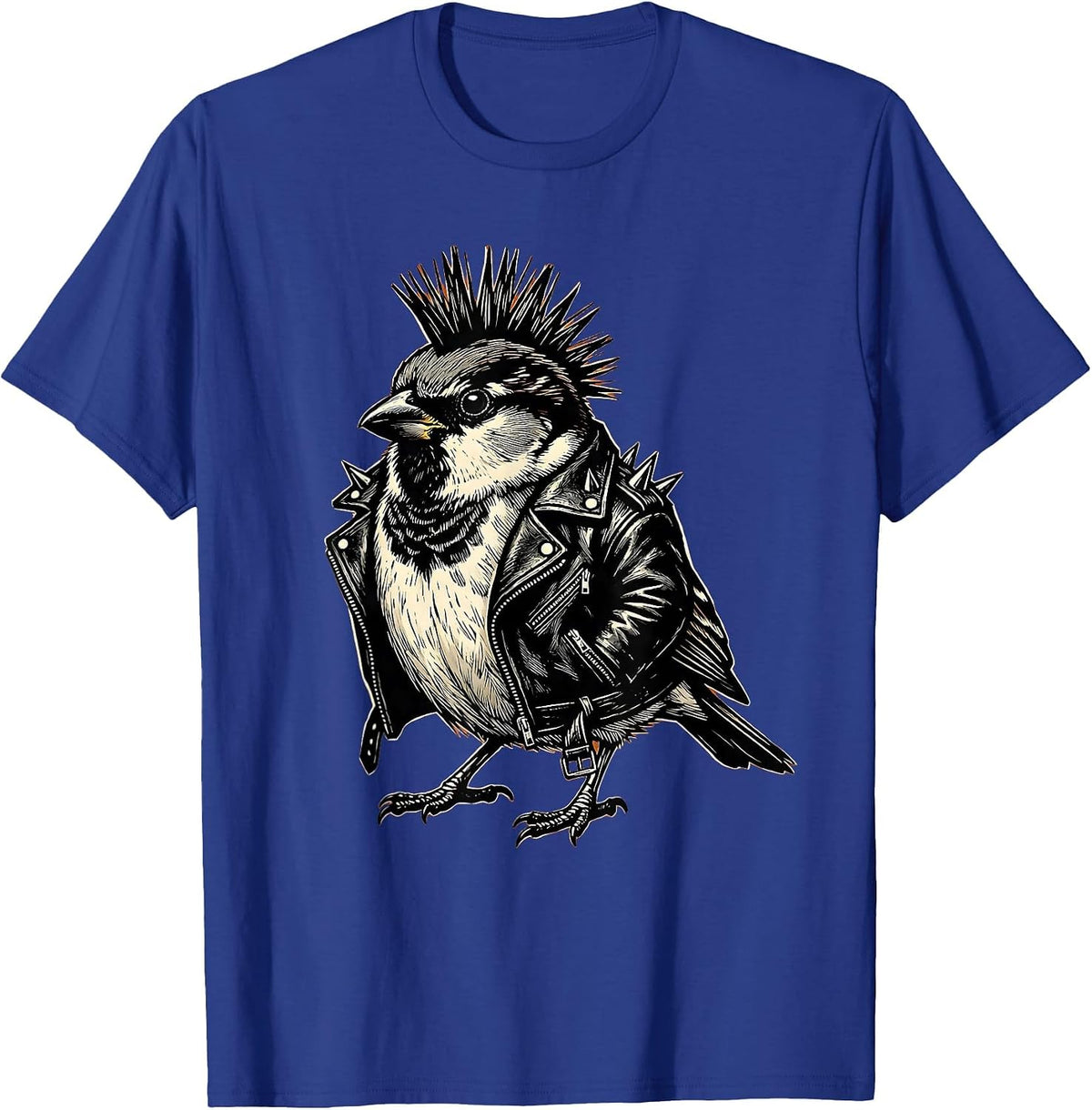 Little Pecker Club Punk Bird Mohawk Graphic T-Shirt - Royal Blue