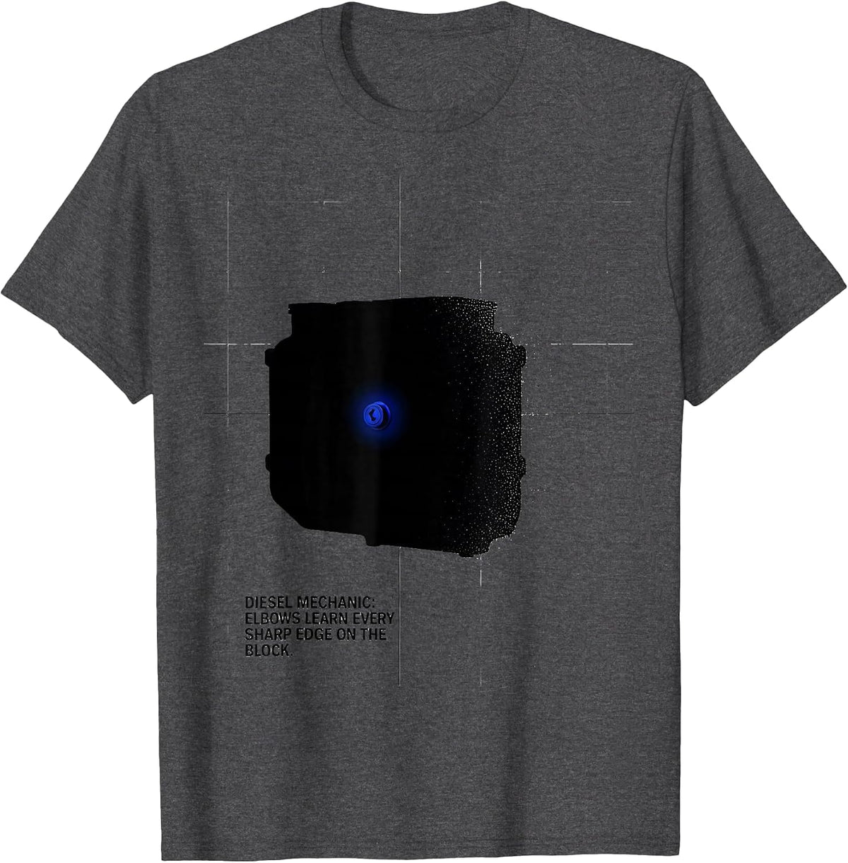 Men's Diesel Mechanic: Elbows Learn Every Sharp Edge On The Block T-Shirt - Dark Heather Grey