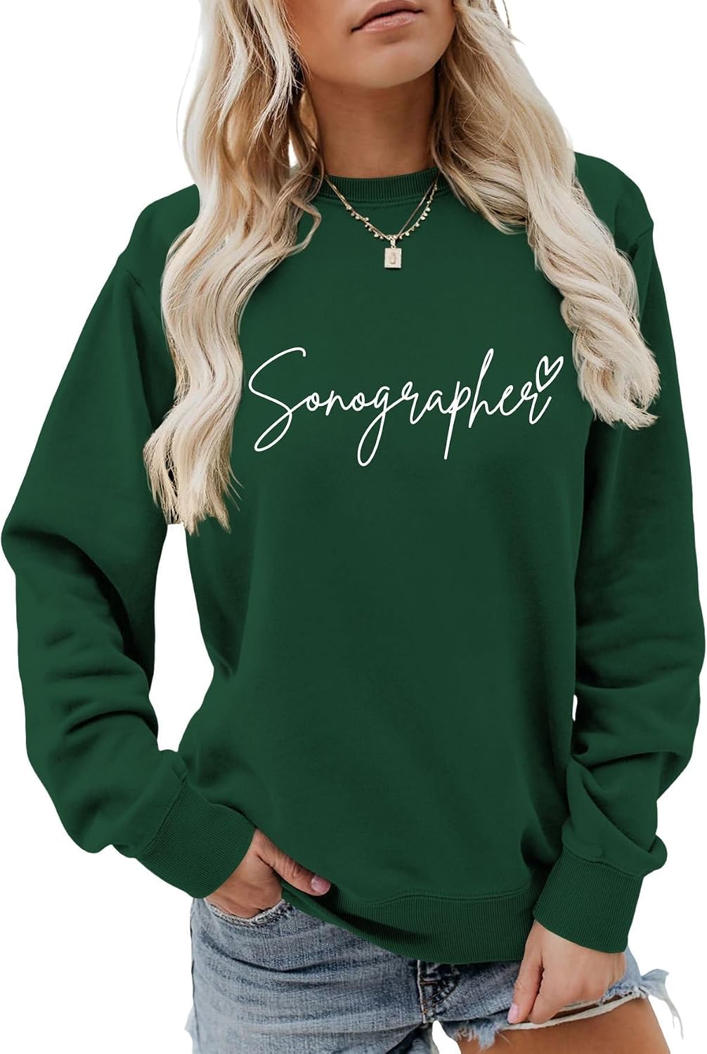 Women's Sonographer Sweatshirt, Inspirational Long Sleeve Crew Neck Top, Great Gift for Healthcare Workers and Sonographers