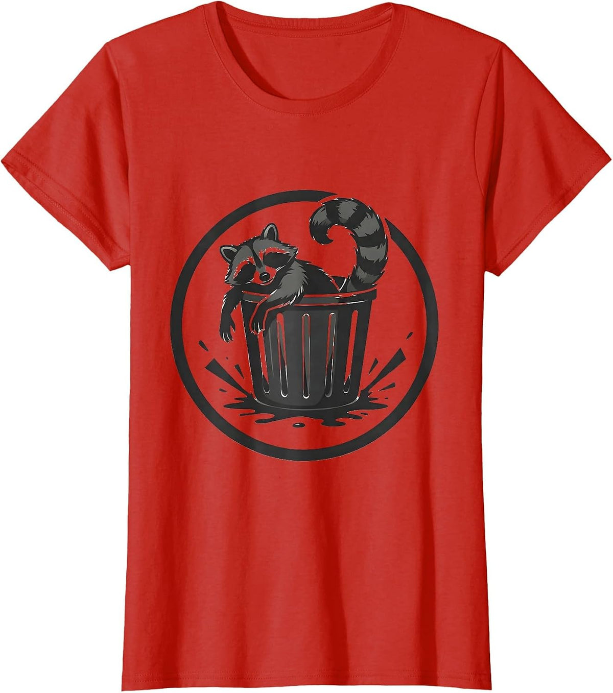 Trash Panda Raccoon Silhouette Drunk Humor Gag Gift T-Shirt - Red