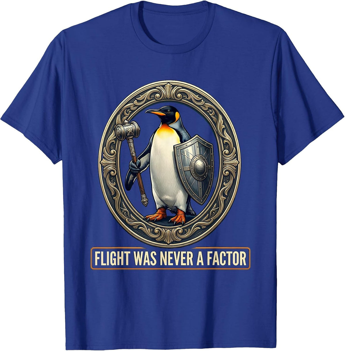 Men's Flight Was Never A Factor Funny Penguin Martial Arts Dark T-Shirt - Royal Blue