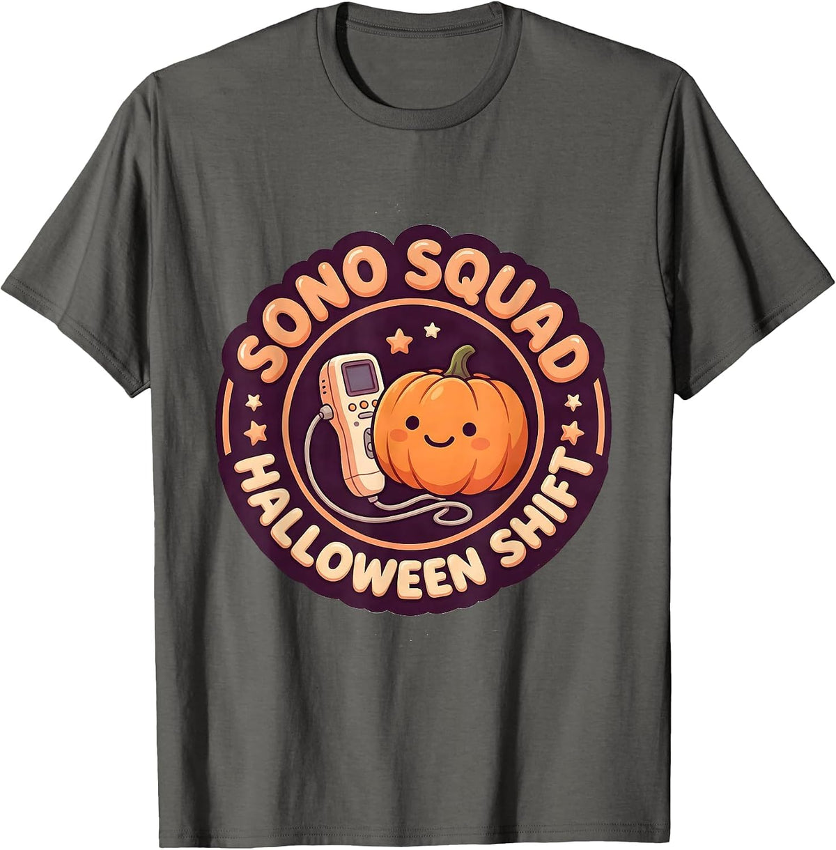 Men's Sono Squad Halloween Shift Cute Kawaii Sonographer Halloween T-Shirt - Asphalt Grey