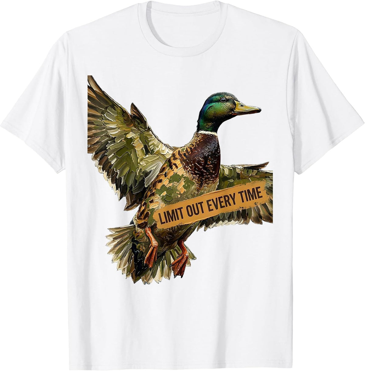 Men's Duck Camo Limit Out Every Time Hunting Design T-Shirt - White