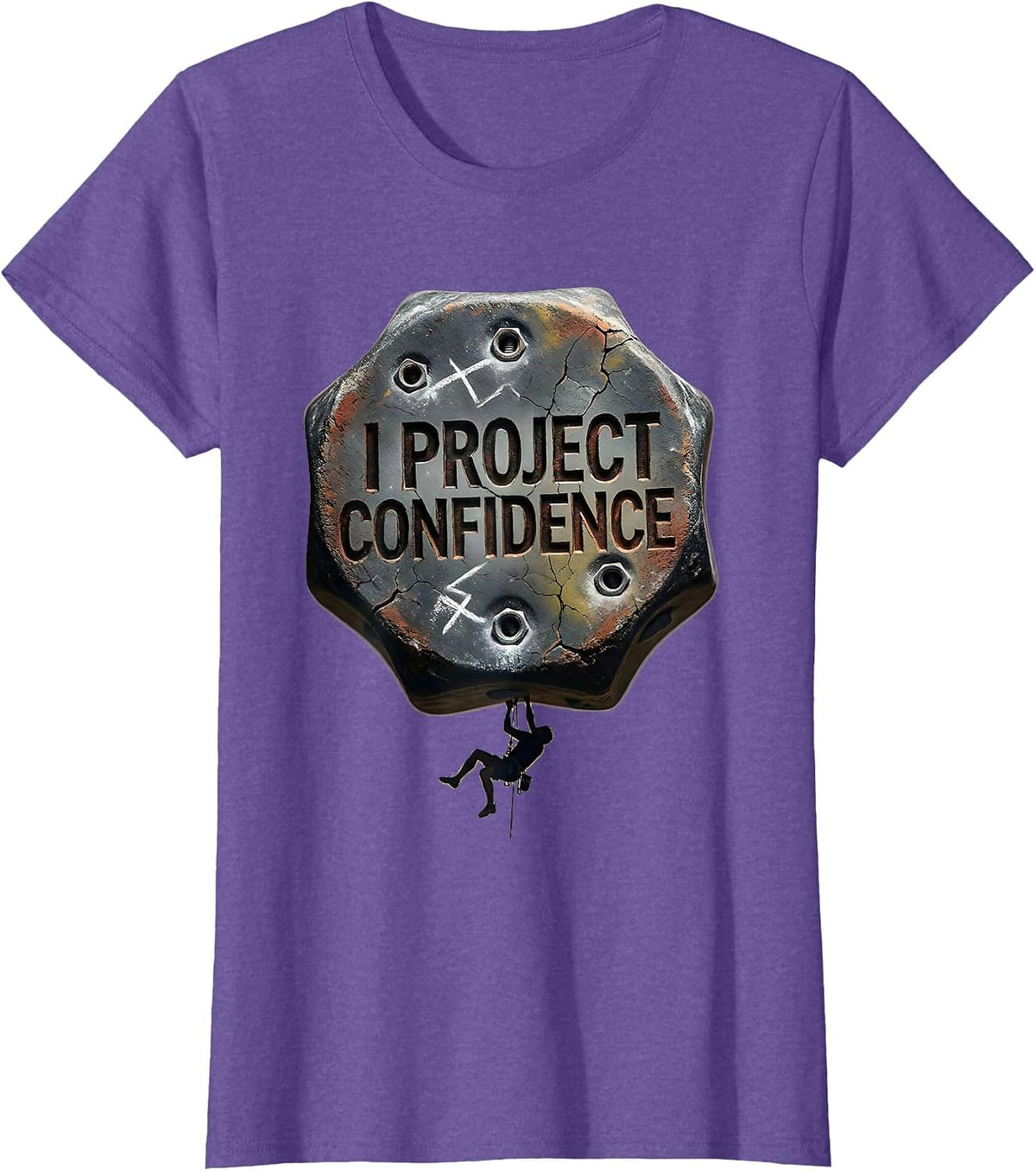 Women's I Project Confidence Distressed Funny Rock Climber T-Shirt - Purple Heather