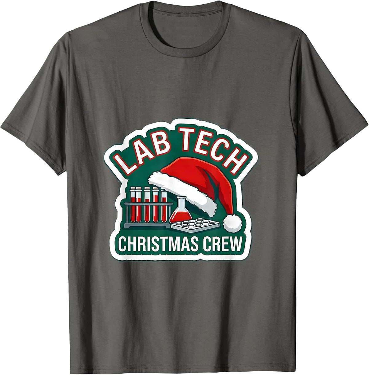 Men's Lab Tech Christmas Crew Funny Pharmacy Technician Holiday T-Shirt - Asphalt Grey