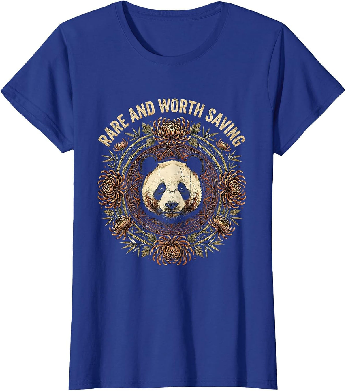 Women's Rare and Worth Saving Panda Conservation Design T-Shirt - Royal Blue