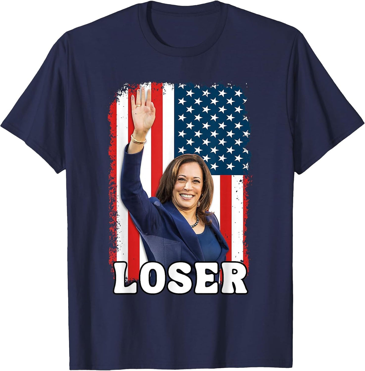 Kamala Harris Loser 2024 Presidential Race Funny Kamala Lost T-Shirt - Navy Blue
