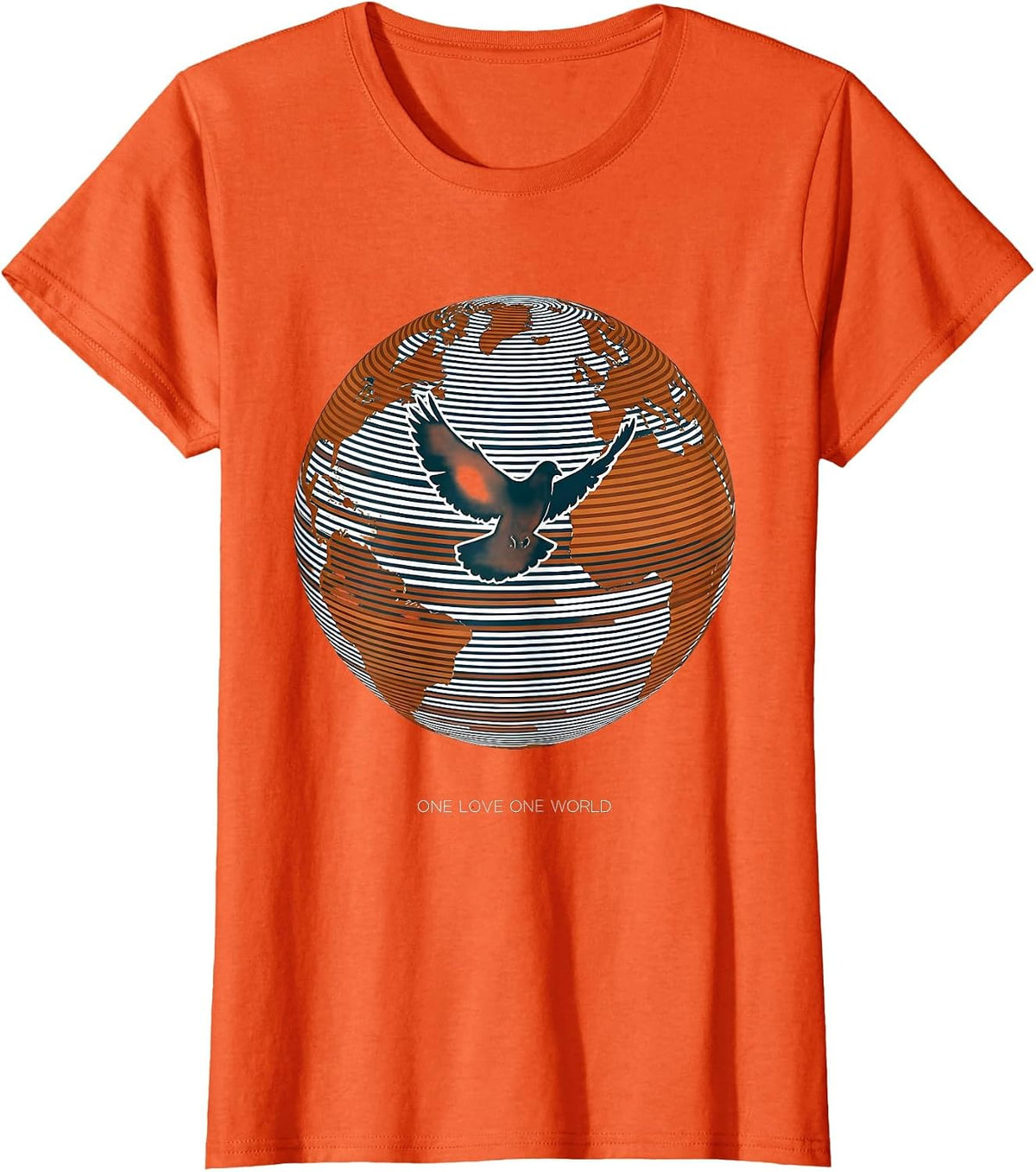 One Love One World Hippie Peace Design T-Shirt - Orange