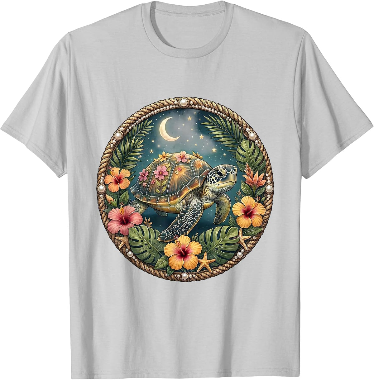 Men's Baby Sea Turtle Hawaiian Ocean Graphic T-Shirt - Silver Grey