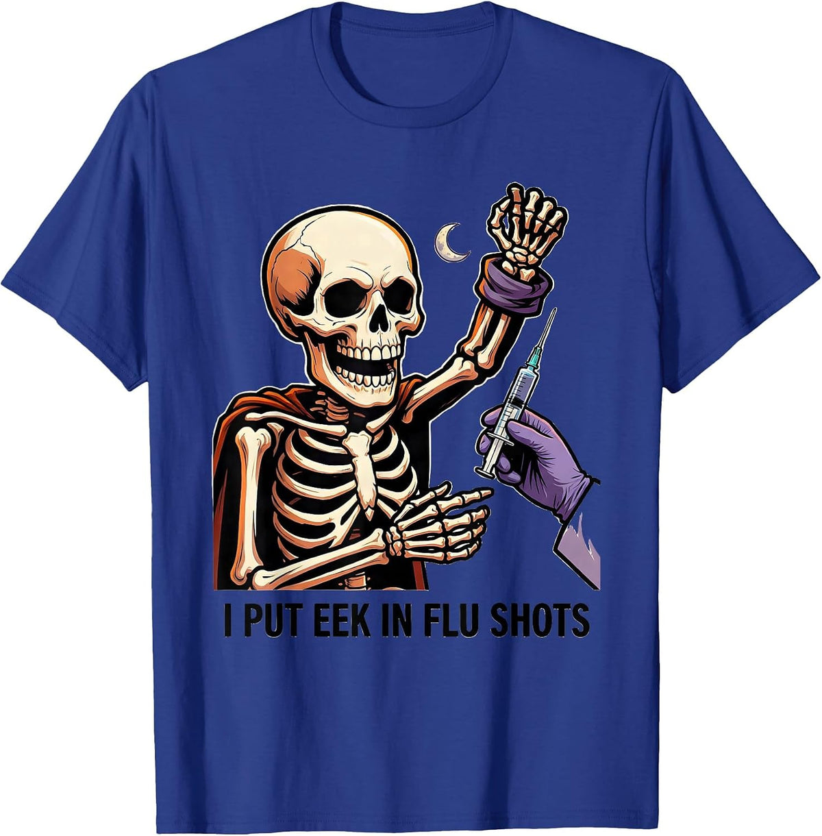 Men's I Put Eek In Flu Shots Funny Halloween Nurse Ghost Flu Shot T-Shirt - Royal Blue