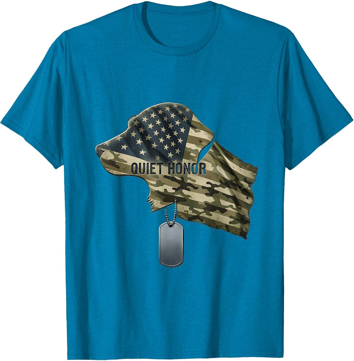 Quiet Honor Distressed Military Veteran Patriotic T-Shirt - Sapphire Blue