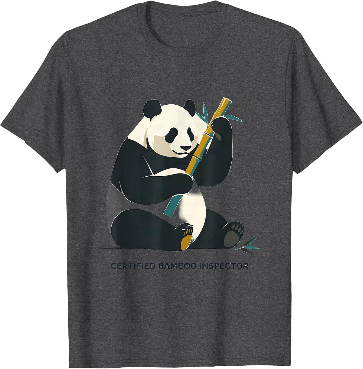 Certified Bamboo Inspector Funny Panda Lover Cute Kawaii T-Shirt - Dark Heather Grey