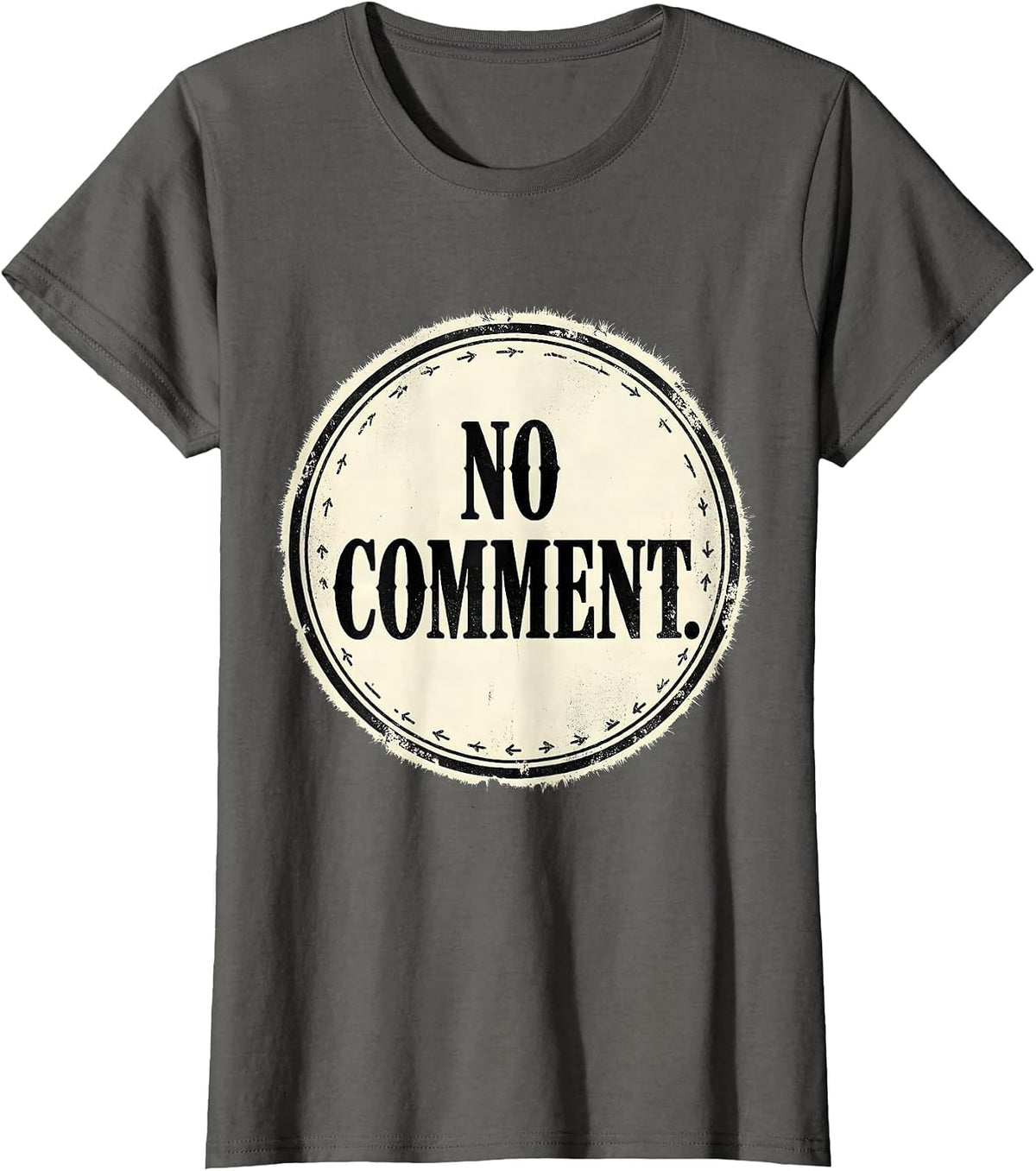 Women's No Comment Rubber Stamp Lawyer Attorney Legal Humor T-Shirt - Asphalt Grey