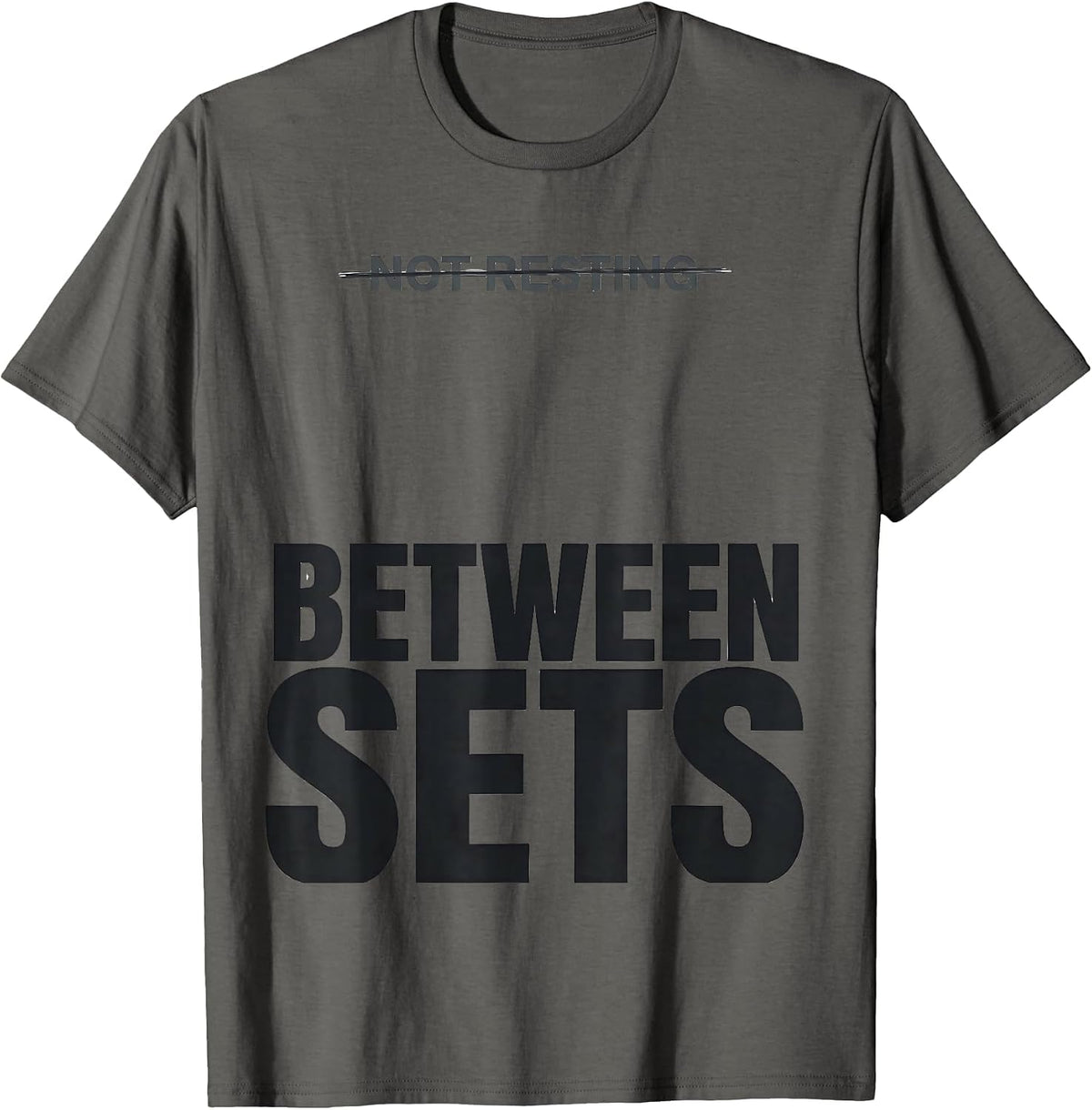 Men's Not Resting Between Sets Funny Grandpa Weightlifting Humor T-Shirt - Asphalt Grey