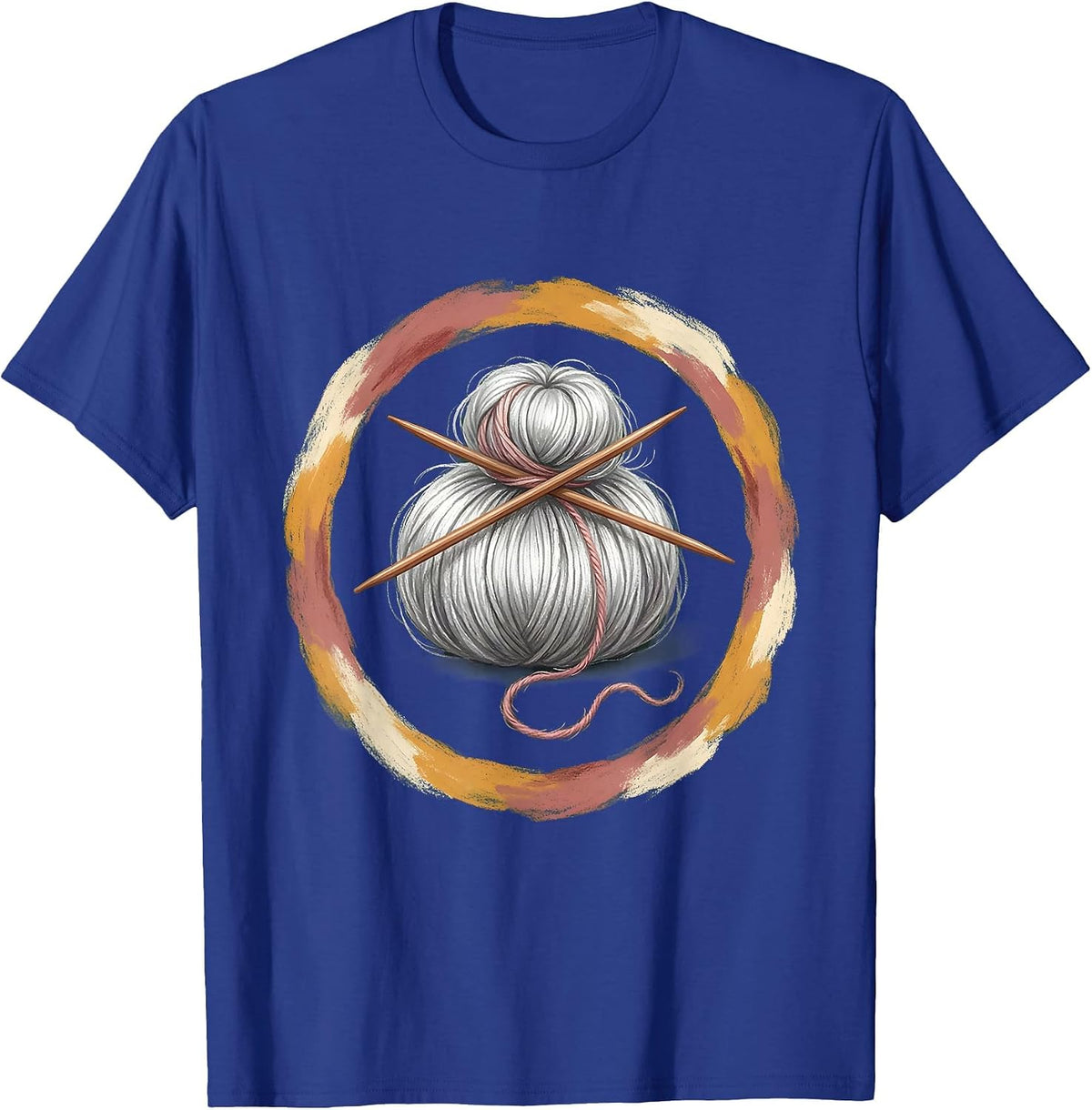 Nana Silver Bun Knitting Needles Graphic T-Shirt - Royal Blue