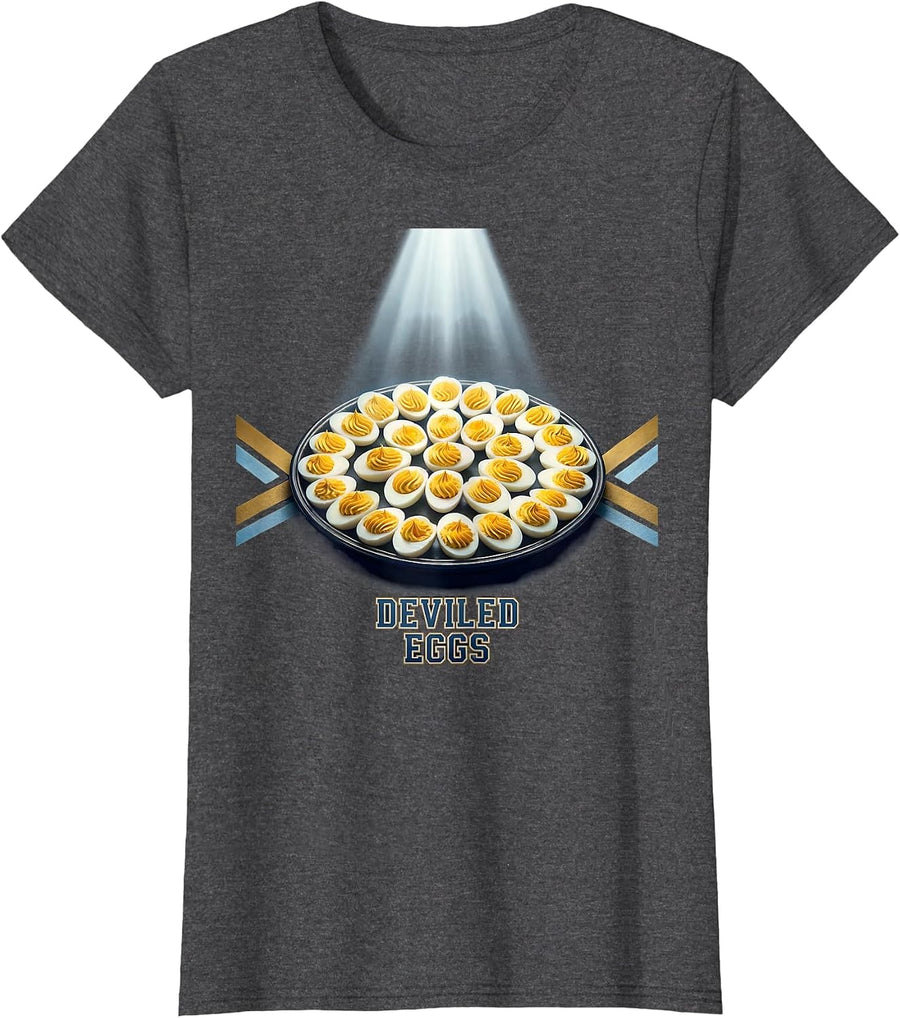 Women's Deviled Eggs Sports Bootleg 90's Rap Vintage Funny T-Shirt - Dark Heather Grey