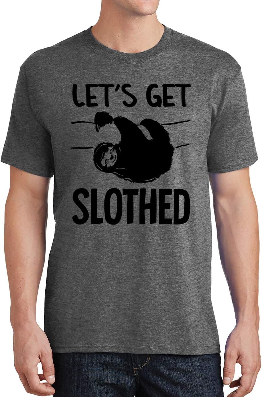 Lets Get Slothed Funny Sloth Lover Mens T-Shirt - Heather Charcoal