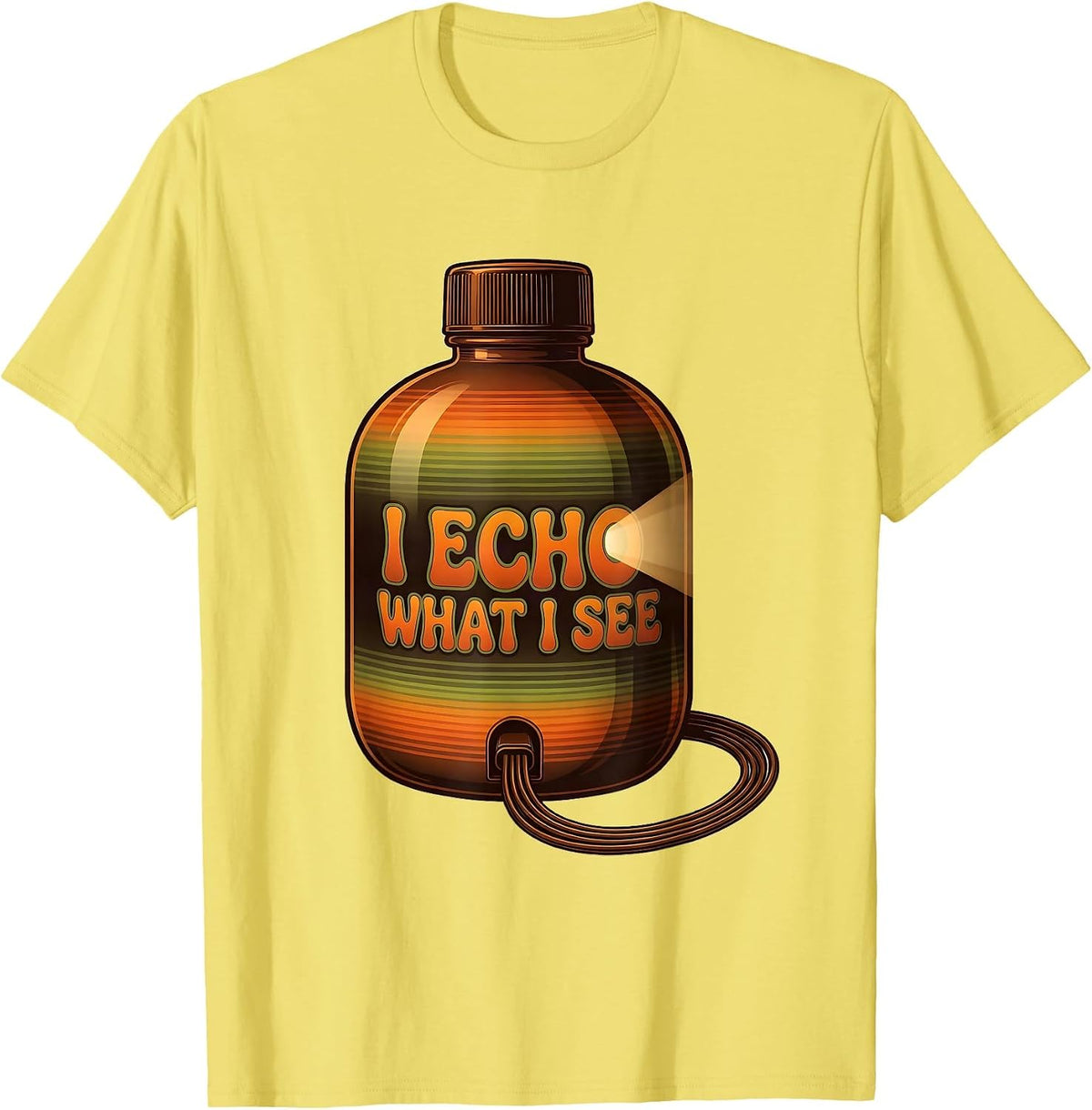 Men's I Echo What I See Retro 70s Funny Sonographer Ultrasound T-Shirt - Lemon Yellow