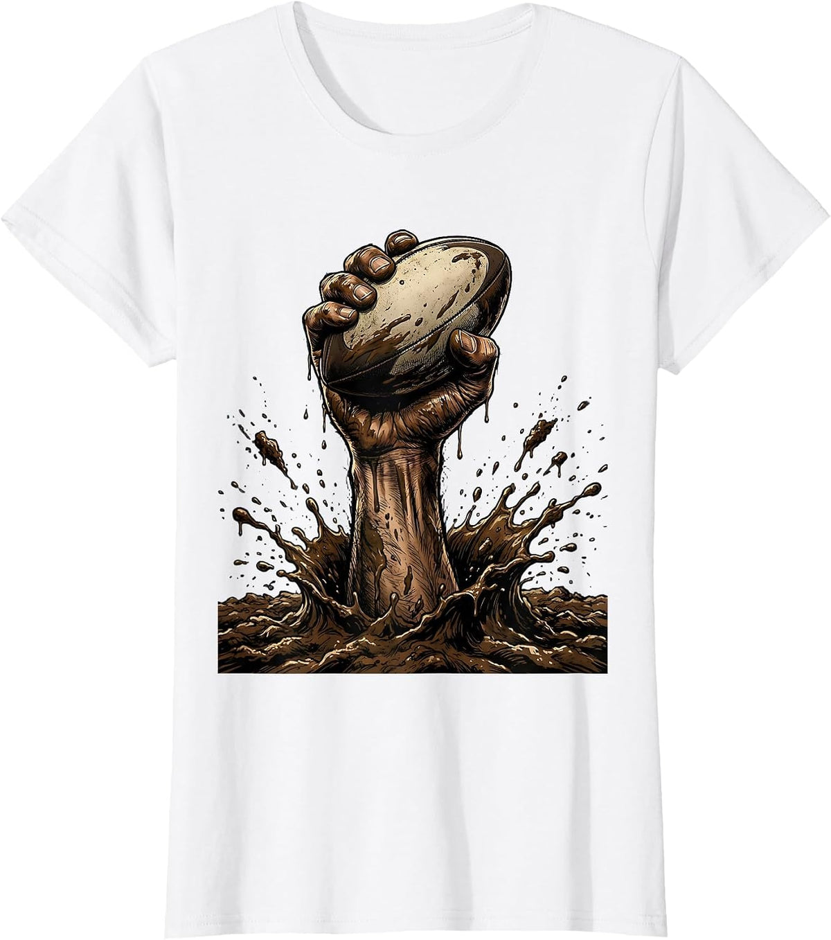 Rugby Mud Grip Graphic Design T-Shirt - White