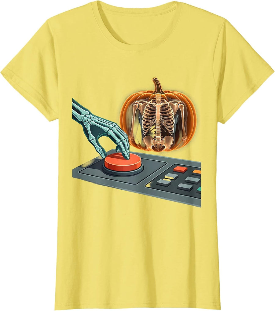 Imaging Console Skeleton Hand Halloween Radiology Tech T-Shirt - Lemon Yellow