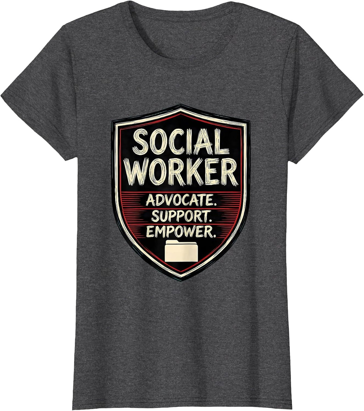 Women's SOCIAL WORKER ADVOCATE. SUPPORT. EMPOWER Professional T-Shirt - Dark Heather Grey