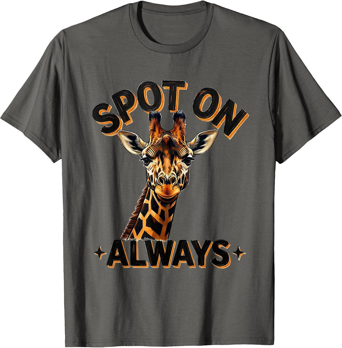Spot On Always Giraffe Graphic Design T-Shirt - Asphalt Grey