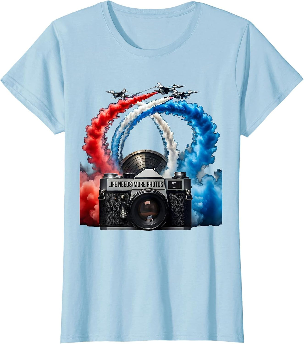 Women's Life Needs More Photos Photography Lover Design T-Shirt - Baby Blue