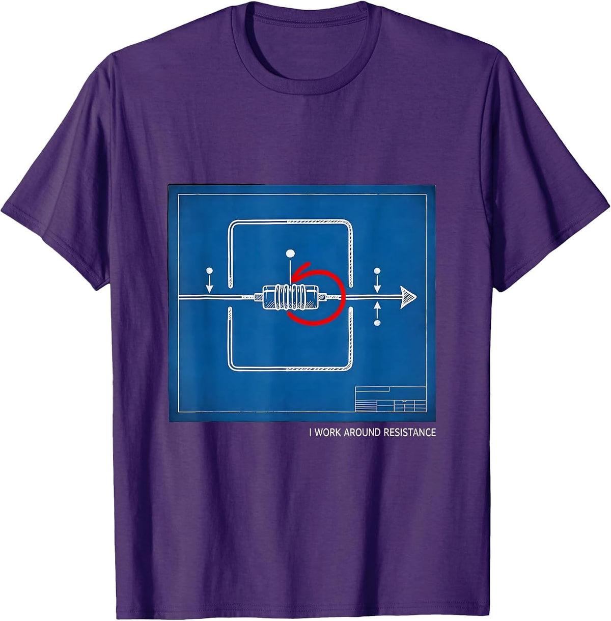 I Work Around Resistance Funny Electrician Trade Skeleton T-Shirt - Purple