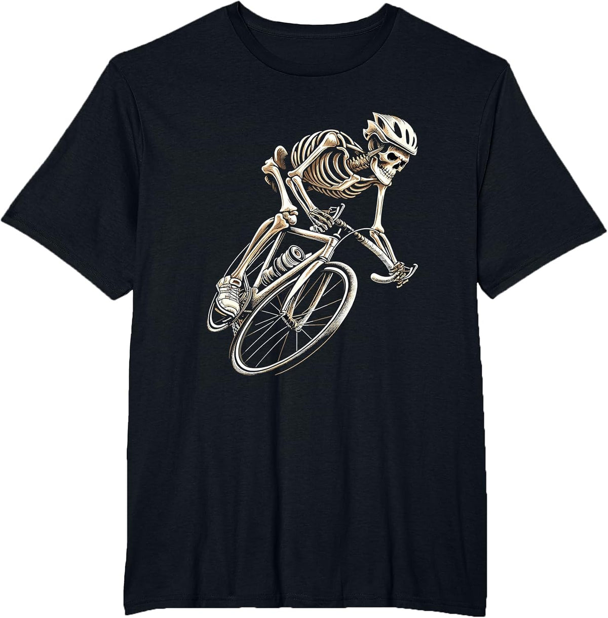 Skeleton Cycling Bike Halloween Bicycle Biking T-Shirt - Black
