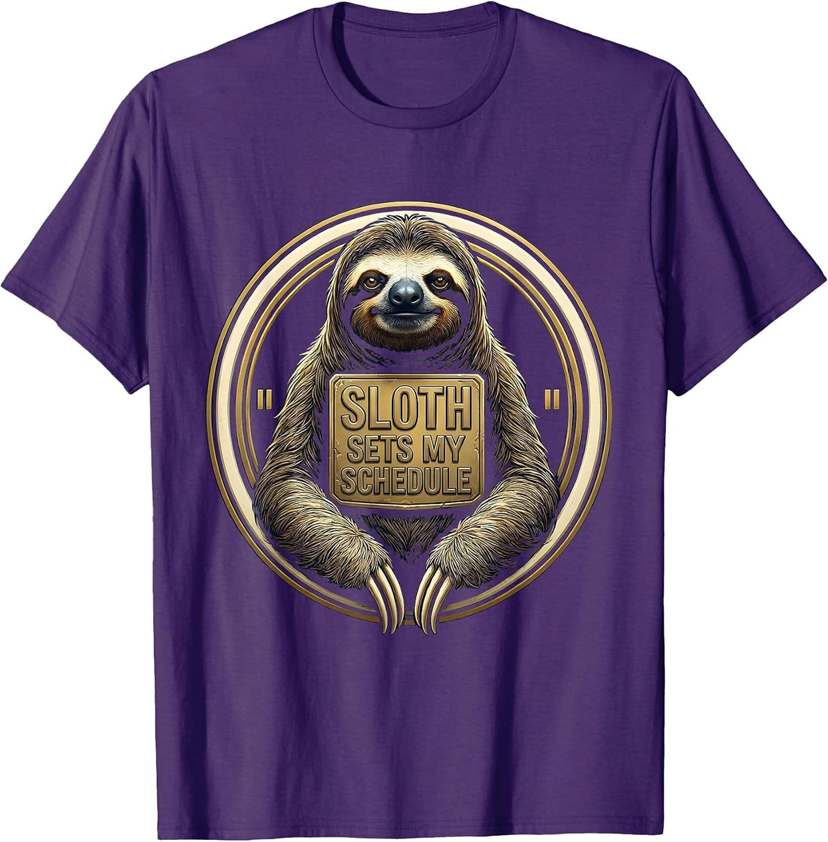 Sloth Sets My Schedule Funny Sloth Lover Humor Novelty T-Shirt - Purple
