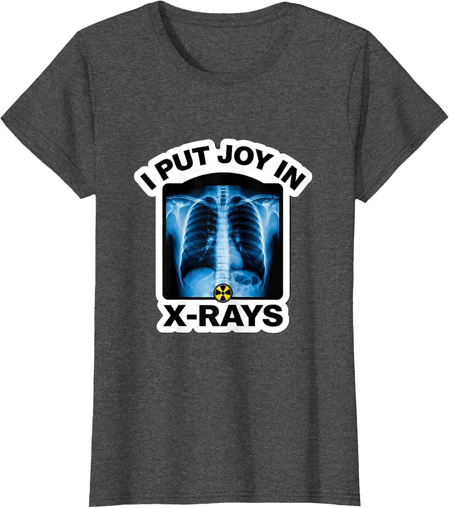 Women's I Put Joy in X-Rays Cute Radiology Tech Rad Tech Gift T-Shirt - Dark Heather Grey