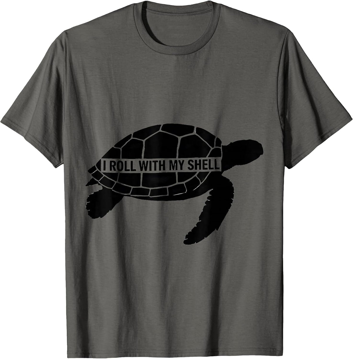 Men's I Roll With My Shell Funny Sea Turtle Lover Gift T-Shirt - Asphalt Grey