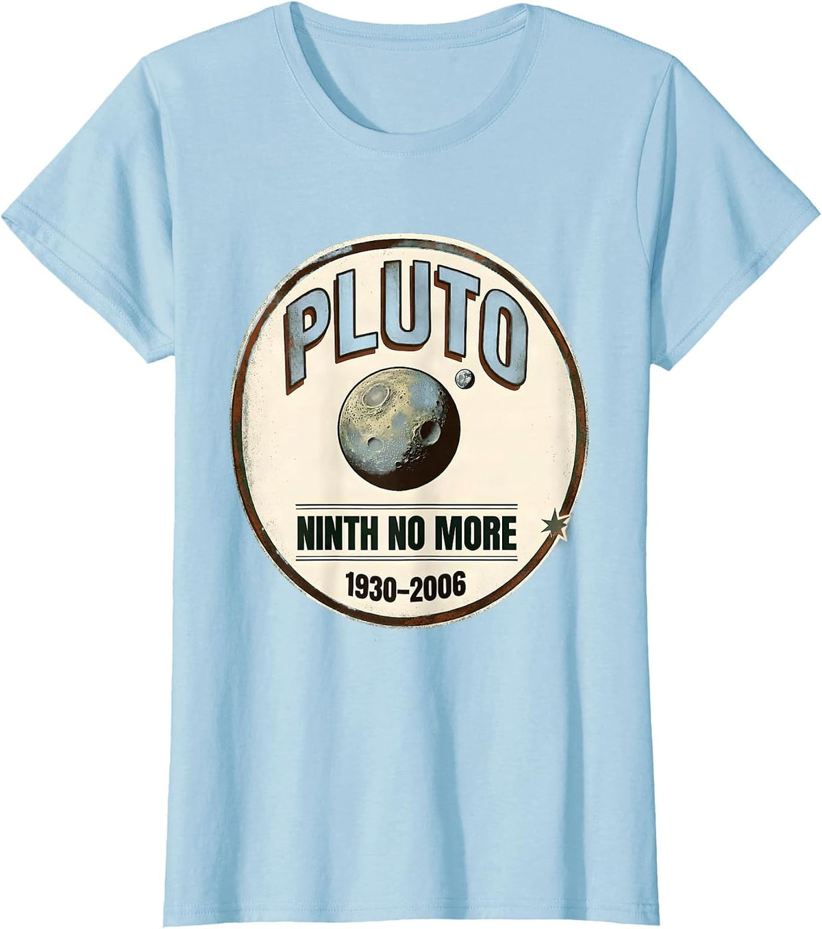 Women's Pluto Ninth No More Vintage Retro Astronomy NASA Space Fan T-Shirt - Baby Blue
