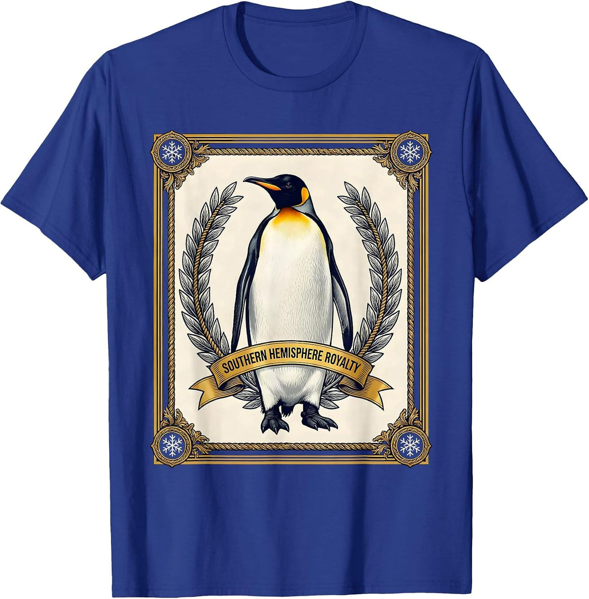 Men's Southern Hemisphere Royalty Penguin Design T-Shirt - Royal Blue