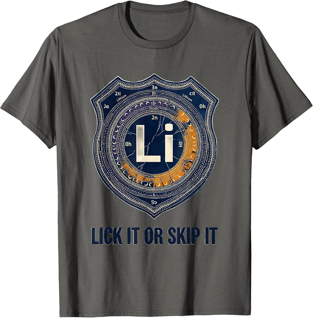 Can I Lick It Periodic Table Science Design T-Shirt - Asphalt Grey