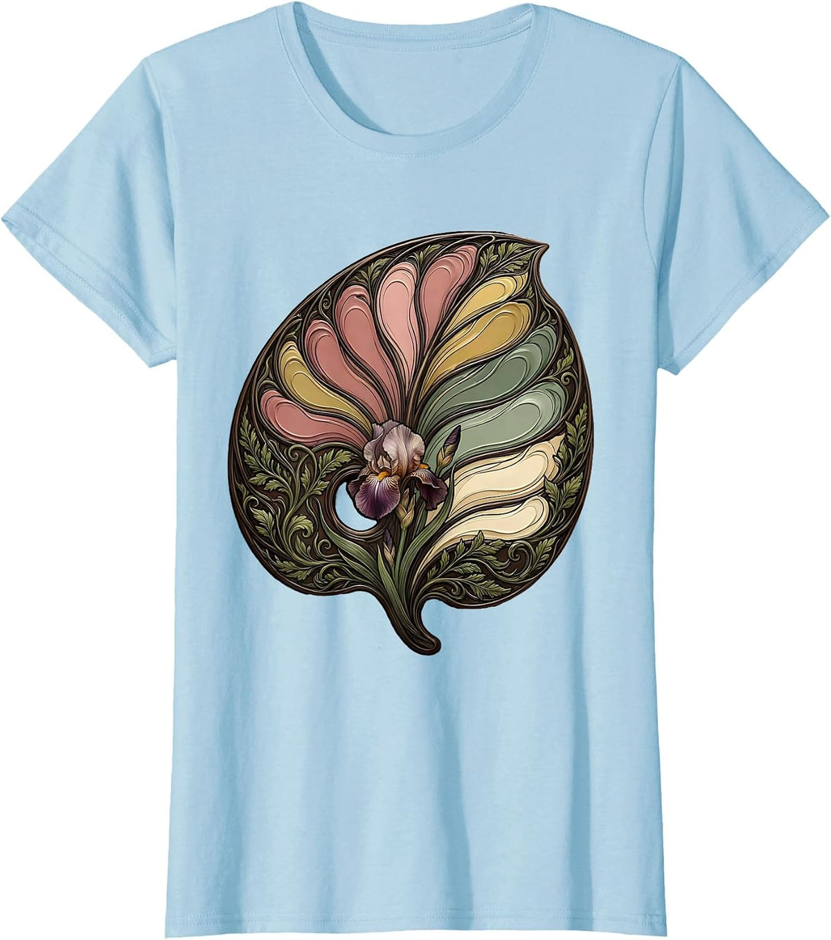 Painter's Palette Splashing Colors Art Design T-Shirt - Baby Blue