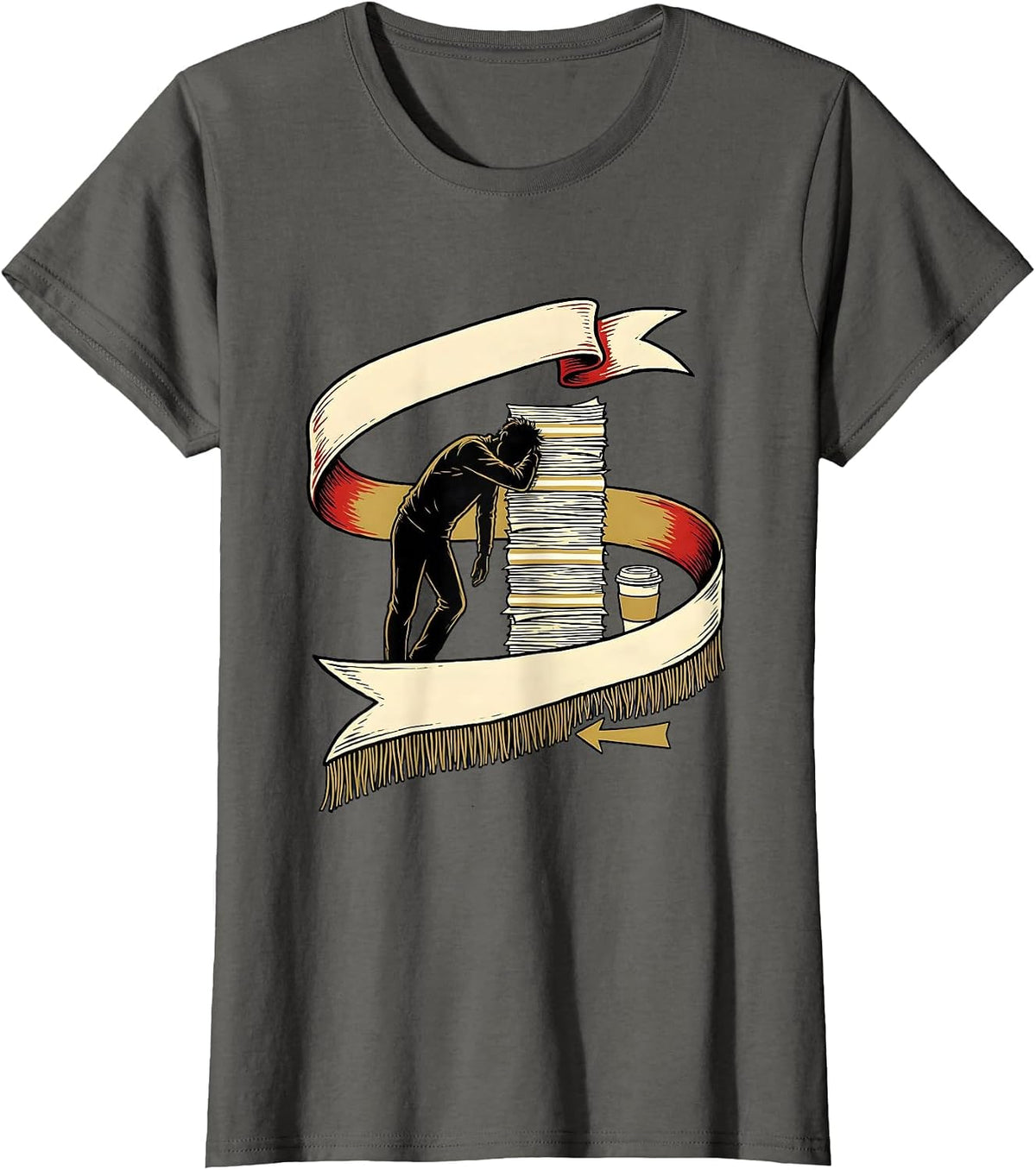Women's Finish Line Sash Theater Kid Musical Theatre Performer Humor T-Shirt - Asphalt Grey