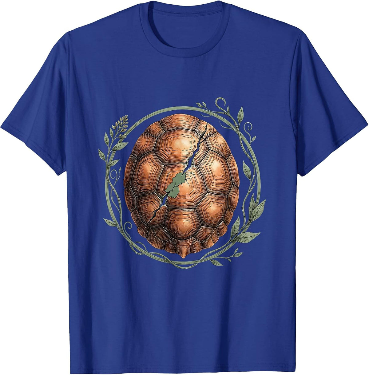 Cracked Tortoise Shell Patched Repair Graphic T-Shirt - Royal Blue
