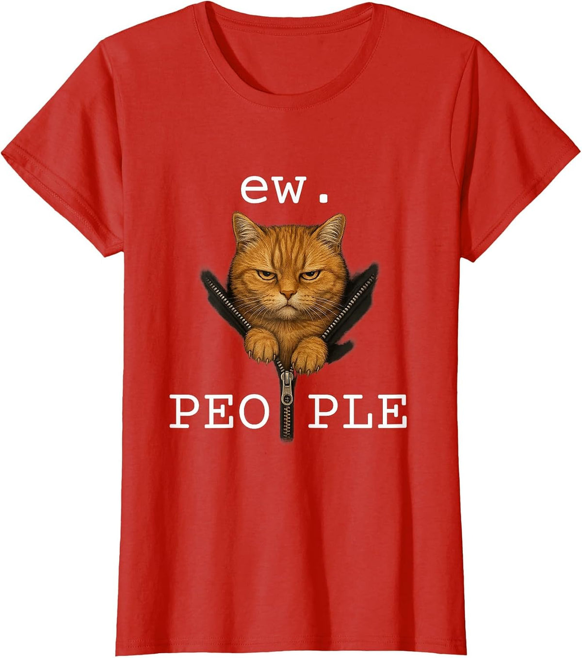 Funny Cat Shirts - Ew People Tabby Cat T-Shirt - Red