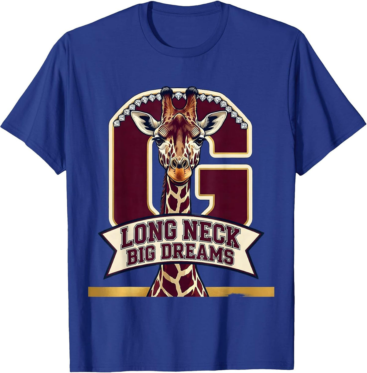 Men's Long Neck Big Dreams Giraffe Graphic Design T-Shirt - Royal Blue