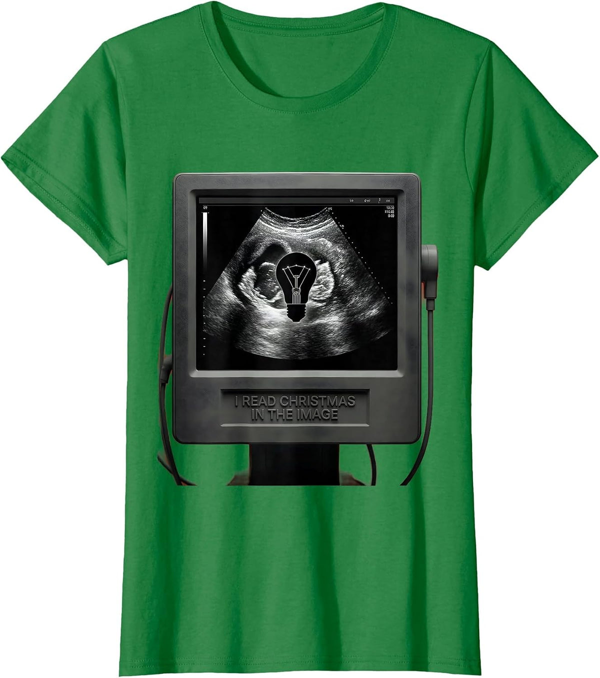 I Read Christmas In The Image Funny Sonographer Ultrasound T-Shirt - Kelly Green