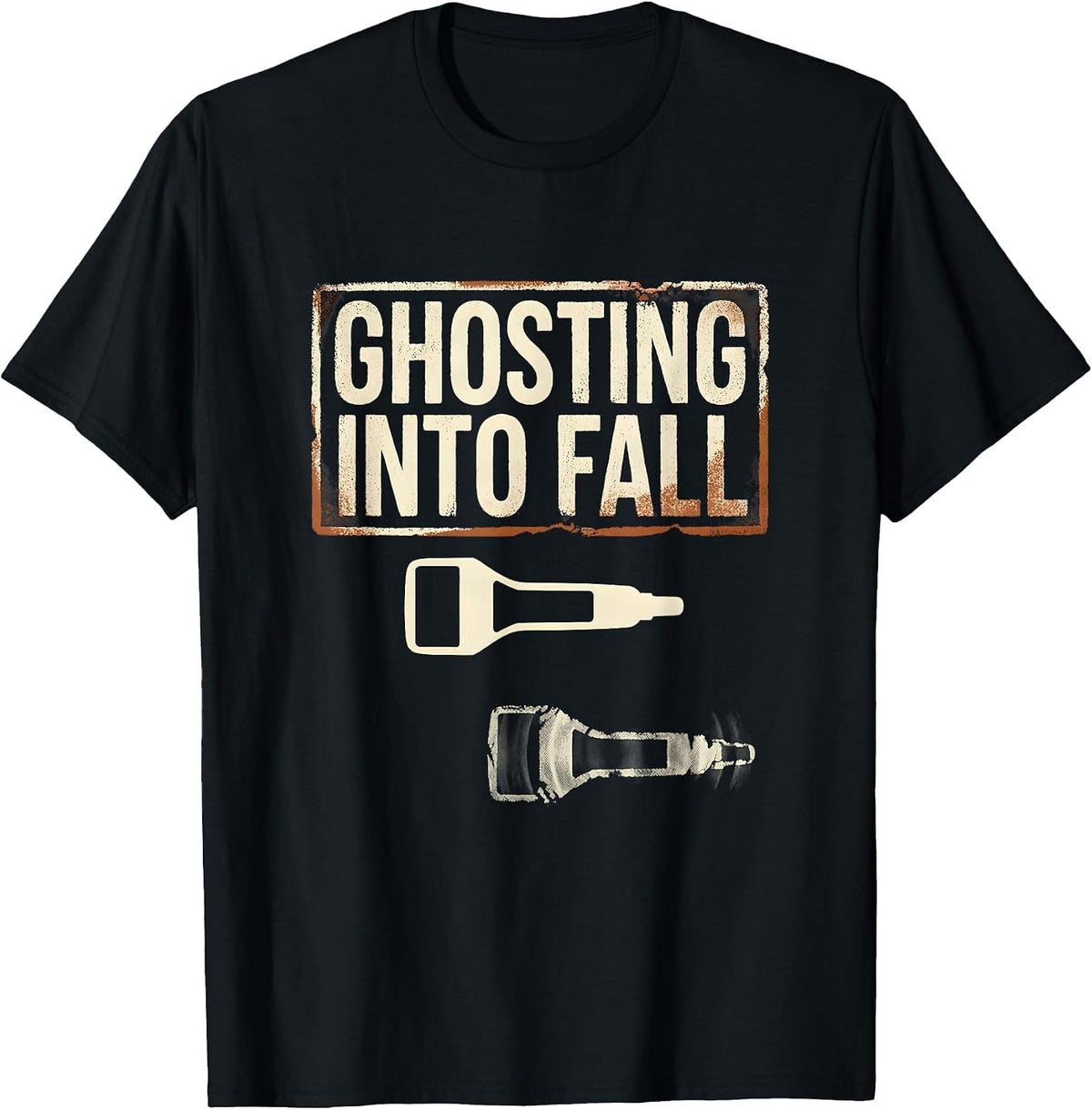 Men's Ghosting Into Fall Rubber Stamp Sonographer Halloween Humor T-Shirt - Black