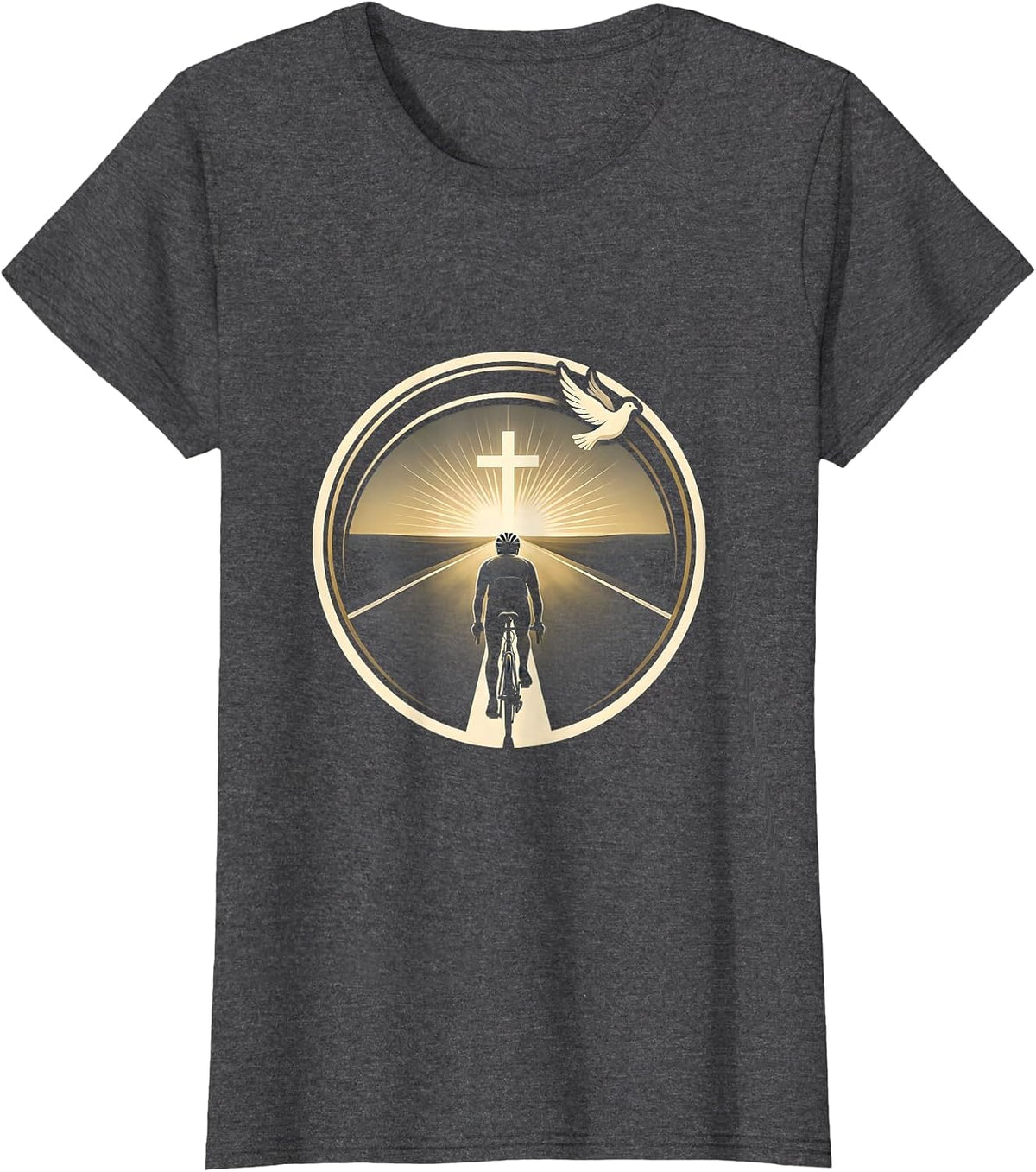 Women's Cyclist Silhouette Open Road Graphic T-Shirt - Dark Heather Grey
