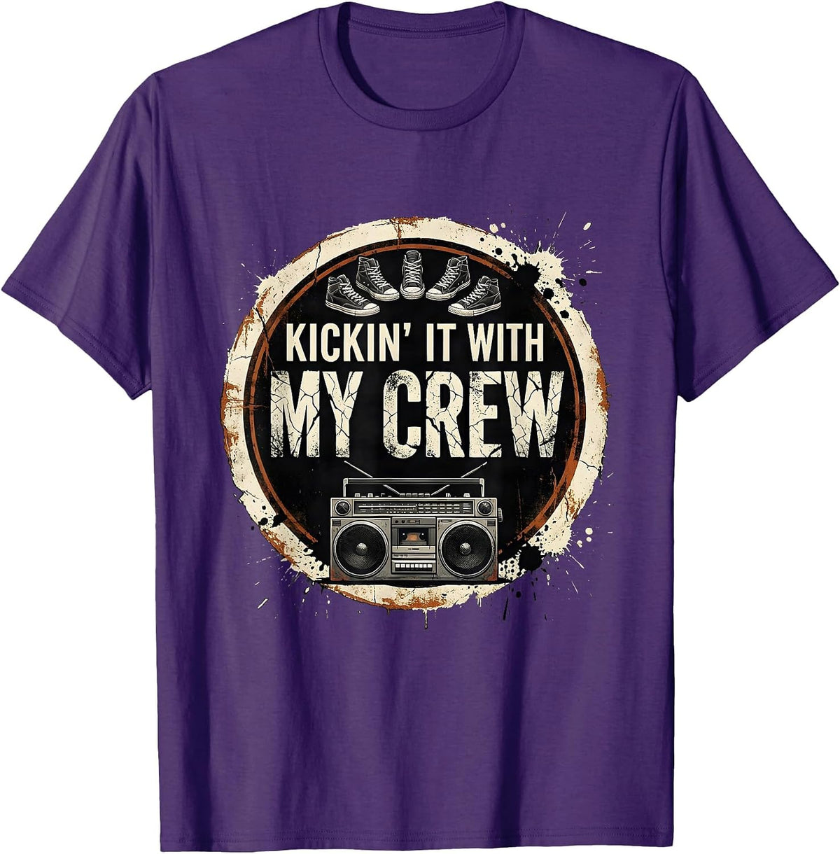 Men's Kickin It With My Crew Distressed Funny Family Reunion T-Shirt - Purple
